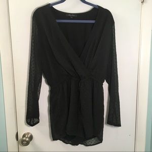 Black polka dotted romper